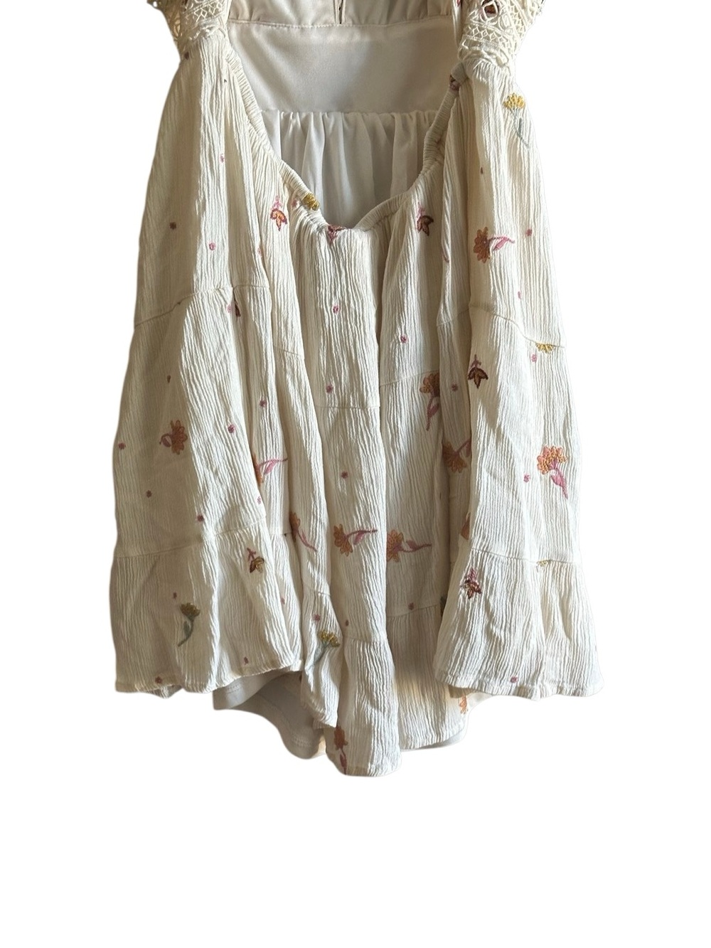 Boot Barn A.Tap Crocheted Top Embroidered Floral Mini Dress. Size Large. - Picture 11 of 16